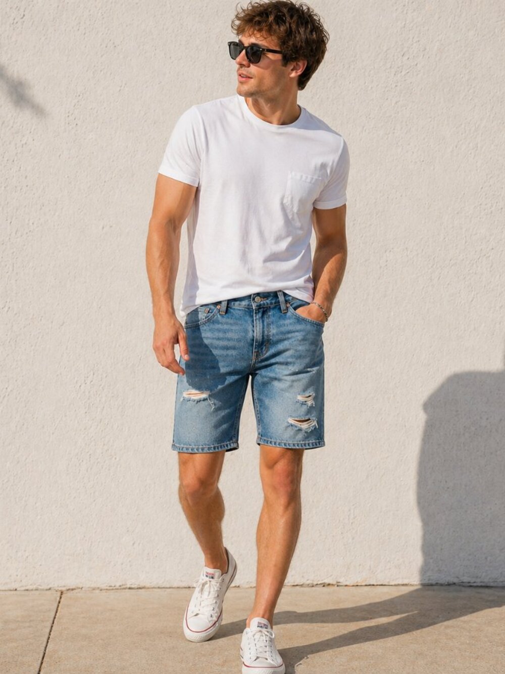 Levi’s 412 Slim Shorts Men’s 29 Light Wash Distressed Denim NWT 9” Inseam